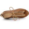 imageAllegra K Womens Peep Toe Lace Up Chunky Heeled Ankle BootiesBrown