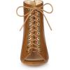 imageAllegra K Womens Peep Toe Lace Up Chunky Heeled Ankle BootiesBrown