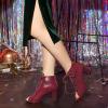imageAllegra K Womens Peep Toe Lace Up Chunky Heeled Ankle BootiesBurgundy