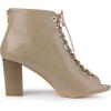 imageAllegra K Womens Peep Toe Lace Up Chunky Heeled Ankle BootiesTaupe