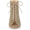 imageAllegra K Womens Peep Toe Lace Up Chunky Heeled Ankle BootiesTaupe