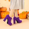 imageAllegra K Womens Platform Chunky Heel Lace Up Purple Booties 10 M US
