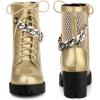 imageAllegra K Womens Platform Lace Up Mesh Lug Sole Chunky Heel Combat BootsGold