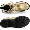 imageAllegra K Womens Platform Lace Up Mesh Lug Sole Chunky Heel Combat BootsGold