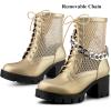 imageAllegra K Womens Platform Lace Up Mesh Lug Sole Chunky Heel Combat BootsGold