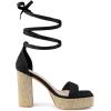 imageAllegra K Womens Platform Sandals Square Toe Chunky Heels Lace Up SandalsBlack