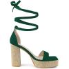 imageAllegra K Womens Platform Sandals Square Toe Chunky Heels Lace Up SandalsEmerald Green