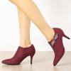 imageAllegra K Womens Pointed Toe Bow Decor Stiletto Heel Ankle BootsBurgundy