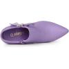 imageAllegra K Womens Pointed Toe Bow Decor Stiletto Heel Ankle BootsPurple