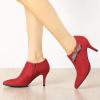 imageAllegra K Womens Pointed Toe Bow Decor Stiletto Heel Ankle BootsRed