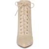 imageAllegra K Womens Pointy Toe Side Zip Lace Up Stiletto Heels Ankle BootsBeige