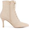 imageAllegra K Womens Pointy Toe Side Zip Lace Up Stiletto Heels Ankle BootsBeige