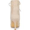 imageAllegra K Womens Pointy Toe Side Zip Lace Up Stiletto Heels Ankle BootsBeige