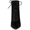 imageAllegra K Womens Pointy Toe Side Zip Lace Up Stiletto Heels Ankle BootsBlack