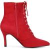 imageAllegra K Womens Pointy Toe Side Zip Lace Up Stiletto Heels Ankle BootsRed