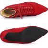 imageAllegra K Womens Pointy Toe Side Zip Lace Up Stiletto Heels Ankle BootsRed
