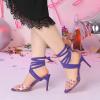 imageAllegra K Womens Polka Dots Clear Lace Up Stiletto Heels SandalsPurple