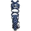 imageAllegra K Womens Polka Dots Strappy Heels Lace Up Chunky Heels SandalsDeep Blue