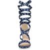 imageAllegra K Womens Polka Dots Strappy Heels Lace Up Chunky Heels SandalsDeep Blue