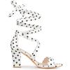 imageAllegra K Womens Polka Dots Strappy Heels Lace Up Chunky Heels SandalsWhite