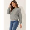 imageAllegra K Womens Quilted Zip Up Raglan Long Sleeve Bomber JacketGray