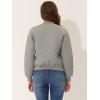 imageAllegra K Womens Quilted Zip Up Raglan Long Sleeve Bomber JacketGray