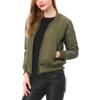 imageAllegra K Womens Quilted Zip Up Raglan Long Sleeve Bomber JacketGreen