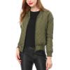imageAllegra K Womens Quilted Zip Up Raglan Long Sleeve Bomber JacketGreen