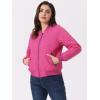 imageAllegra K Womens Quilted Zip Up Raglan Long Sleeve Bomber JacketHot Pink