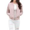 imageAllegra K Womens Quilted Zip Up Raglan Long Sleeve Bomber JacketPink