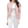 imageAllegra K Womens Quilted Zip Up Raglan Long Sleeve Bomber JacketPink