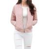imageAllegra K Womens Quilted Zip Up Raglan Long Sleeve Bomber JacketPink