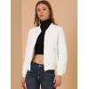 imageAllegra K Womens Quilted Zip Up Raglan Long Sleeve Bomber JacketWhite