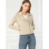 imageAllegra K Womens Short Soft Zip Up Faux Suede Biker Moto JacketBeige