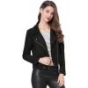 imageAllegra K Womens Short Soft Zip Up Faux Suede Biker Moto JacketBlack