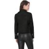 imageAllegra K Womens Short Soft Zip Up Faux Suede Biker Moto JacketBlack