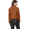 imageAllegra K Womens Short Soft Zip Up Faux Suede Biker Moto JacketBrown