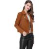 imageAllegra K Womens Short Soft Zip Up Faux Suede Biker Moto JacketBrown