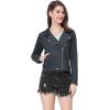 imageAllegra K Womens Short Soft Zip Up Faux Suede Biker Moto JacketDark Blue