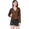 imageAllegra K Womens Short Soft Zip Up Faux Suede Biker Moto JacketDark Brown