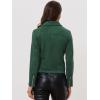 imageAllegra K Womens Short Soft Zip Up Faux Suede Biker Moto JacketDark Green