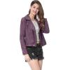 imageAllegra K Womens Short Soft Zip Up Faux Suede Biker Moto JacketDark Purple