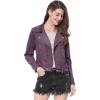 imageAllegra K Womens Short Soft Zip Up Faux Suede Biker Moto JacketDark Purple