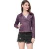 imageAllegra K Womens Short Soft Zip Up Faux Suede Biker Moto JacketDark Purple
