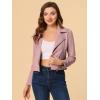 imageAllegra K Womens Short Soft Zip Up Faux Suede Biker Moto JacketDusty Pink