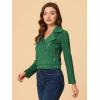 imageAllegra K Womens Short Soft Zip Up Faux Suede Biker Moto JacketGreen