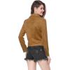 imageAllegra K Womens Short Soft Zip Up Faux Suede Biker Moto JacketKhaki