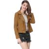 imageAllegra K Womens Short Soft Zip Up Faux Suede Biker Moto JacketKhaki