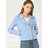 imageAllegra K Womens Short Soft Zip Up Faux Suede Biker Moto JacketLight Blue