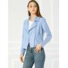 imageAllegra K Womens Short Soft Zip Up Faux Suede Biker Moto JacketLight Blue